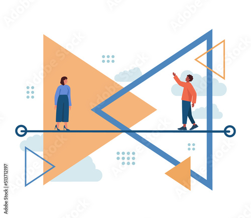 Merger concept. Collaboration and teamwork. Characters cooperation