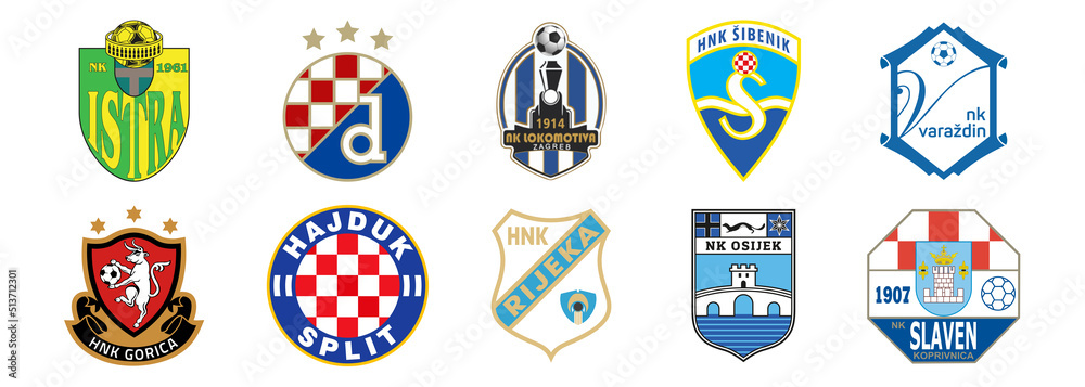 Croatian Football League 2022-2023, Hrvatska Nogometna Liga, GNK Dinamo  Zagreb, HNK Gorica, HNK Hajduk Split, NK Istra 1961, NK Editorial  Photography - Illustration of hajduk, zagreb: 272645212