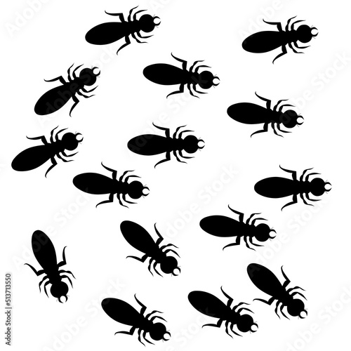 Vector illustration of a termite colony. With a white background.