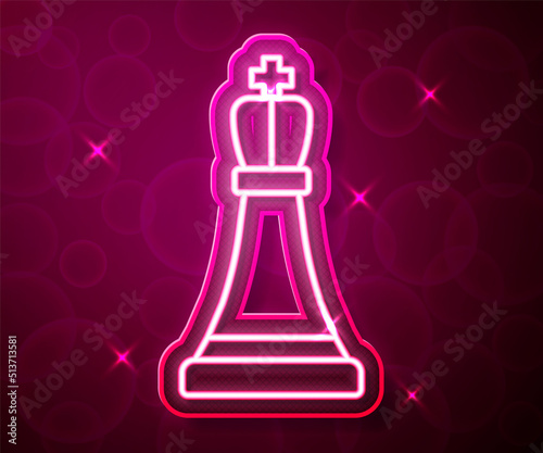 Glowing neon line Chess icon isolated on red background. Business strategy. Game, management, finance. Vector