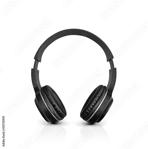 Black headphone isolate on white background