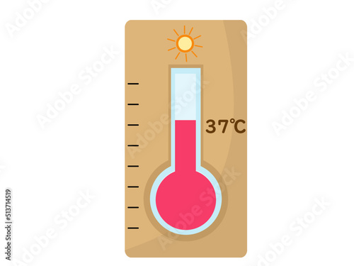 37度 37℃ 温度計 気温 記録 暑い 猛暑 夏 アイコン イラスト	