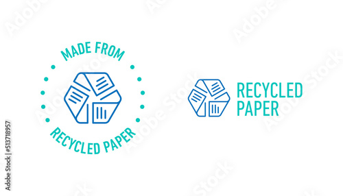 Recycled paper vector icon logo badge