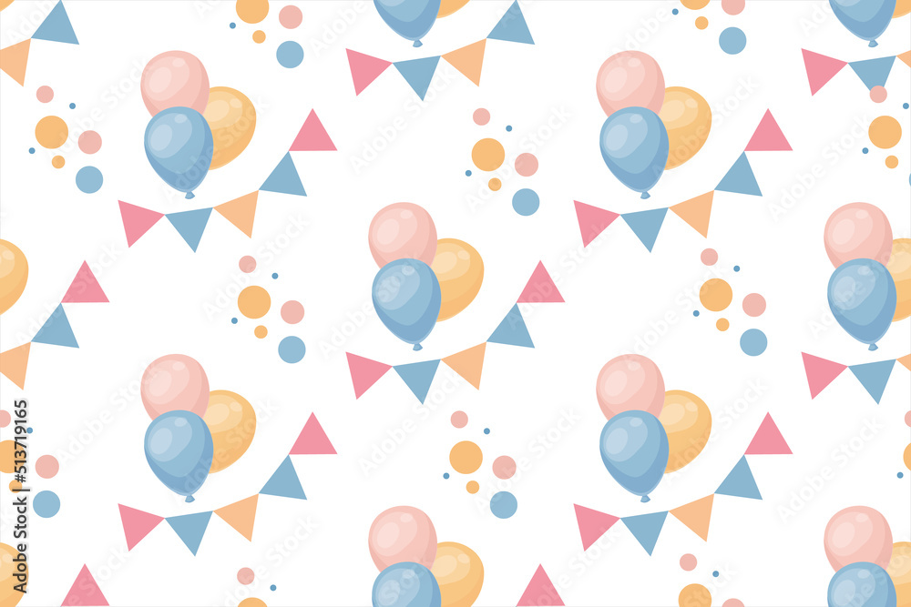 Seamless vector pattern with balloons and flags Seamless vector pattern with balloons and flags