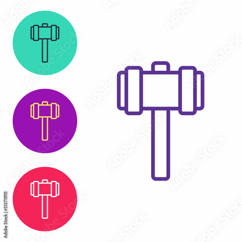 Set line Sledgehammer icon isolated on white background. Set icons colorful. Vector