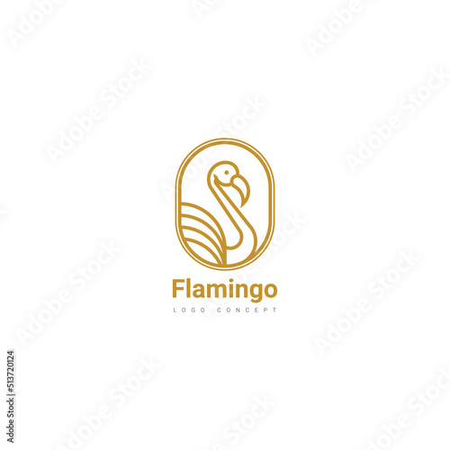 Icon Logo Flamingo concept in line art