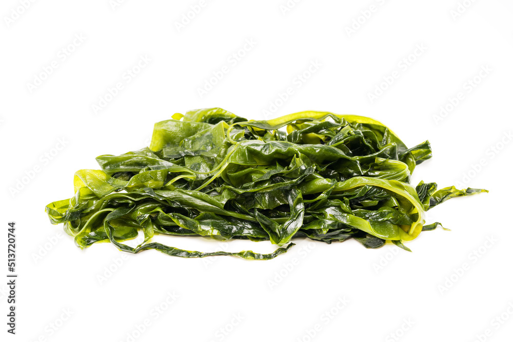 Fresh seaweed wakame isolated on white background. Copy space. Japanese food Fresh seaweed wakame isolated on white background. Copy space. Japanese food