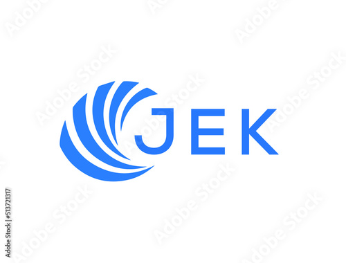 JEK Flat accounting logo design on white background. JEK creative initials Growth graph letter logo concept. JEK business finance logo design.
 photo