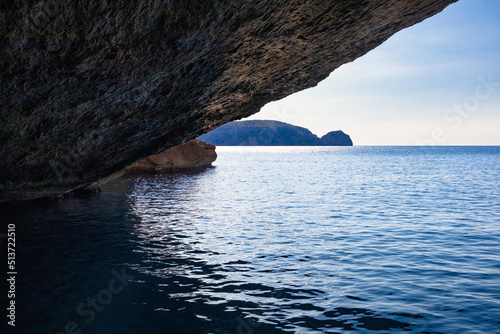 Fototapeta Boat trip through the islets that make up the Cabrera National Park Archipelago is the blue cave, where you can contemplate the beauty of the protected seabed