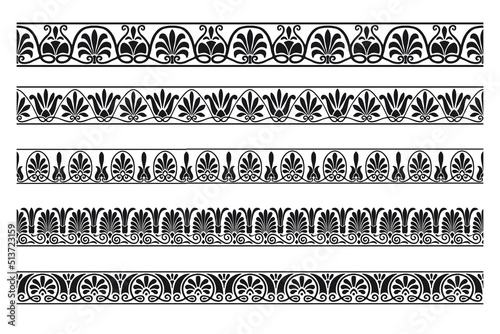 Set of decorative seamless ornamental border - Vector modular