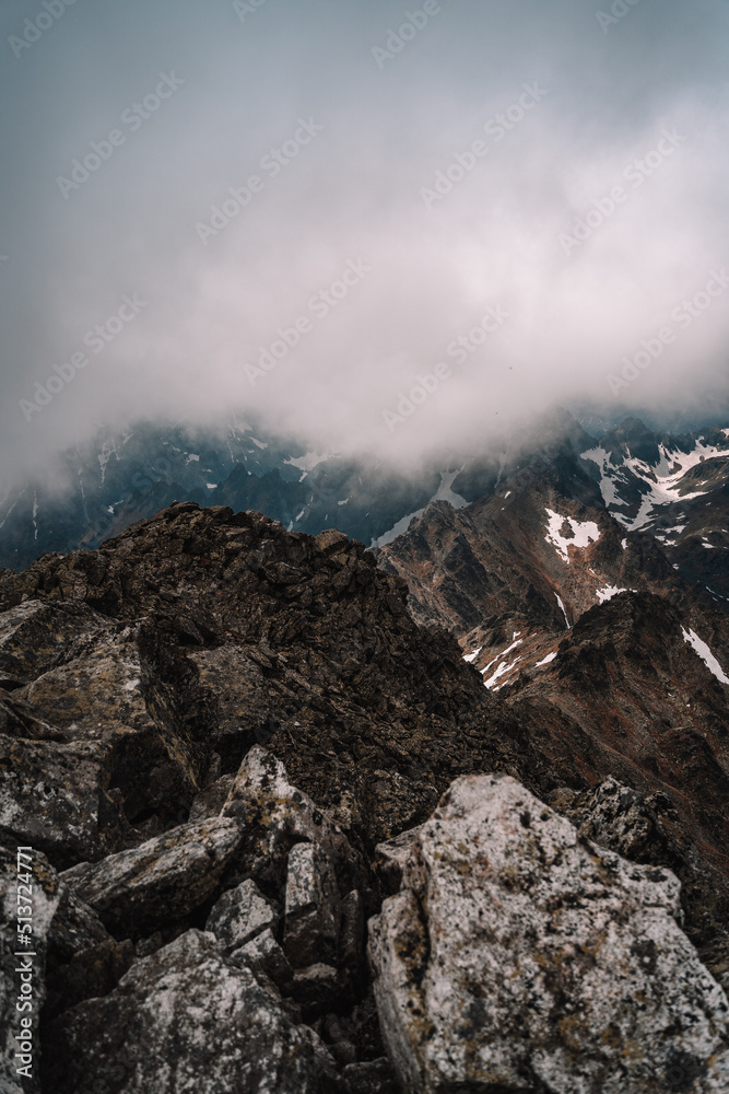 Mountain view from Slavkovský štít peak in Slovakia High Tatras. Mountain view from Slavkovský štít peak in Slovakia High Tatras.