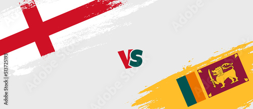 Creative England vs Sri Lanka brush flag illustration. Artistic brush style two country flags relationship background