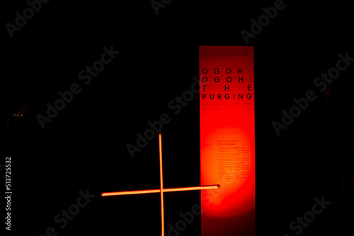Dark MOFO 2022 sign board for purging event