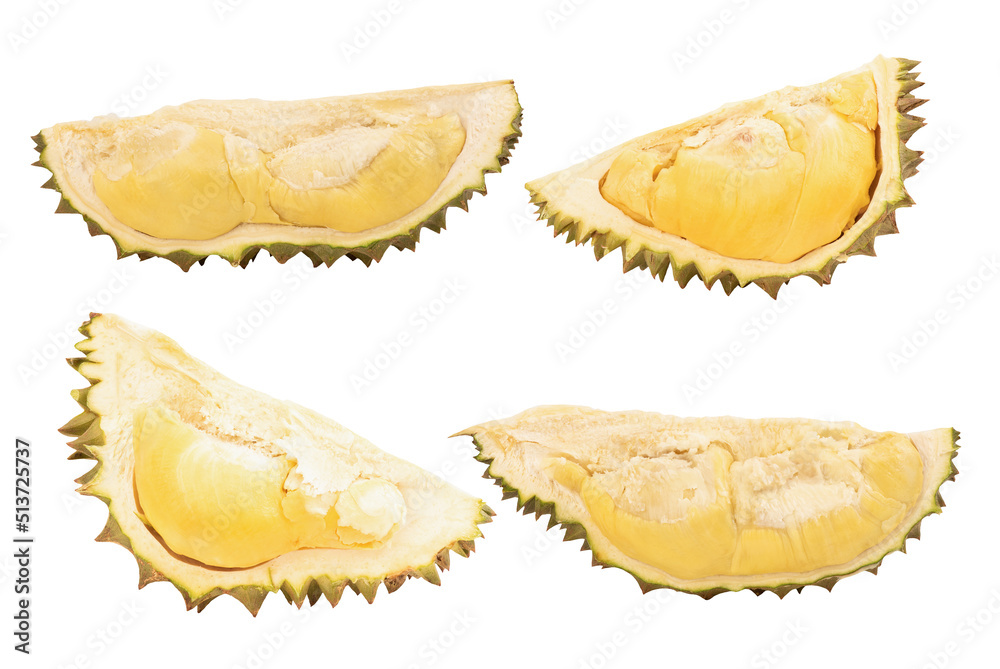 Durio or Durian fruits isolated on white background with clipping path. Durio or Durian fruits isolated on white background with clipping path.