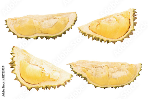 Durio or Durian fruits isolated on white background with clipping path.
