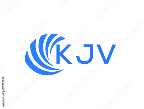 KJV Flat accounting logo design on white background. KJV creative initials Growth graph letter logo concept. KJV business finance logo design.
 photo