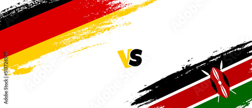 Creative Germany vs Kenya brush flag illustration. Artistic brush style two country flags relationship background