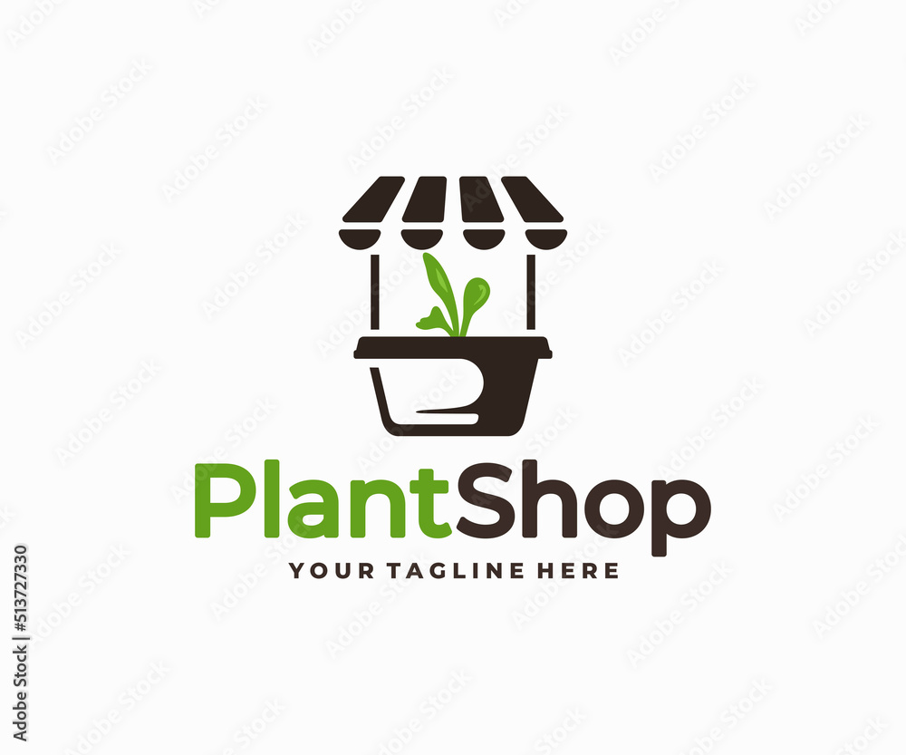 Vetor de Plant market logo design. House plant shop, garden plant