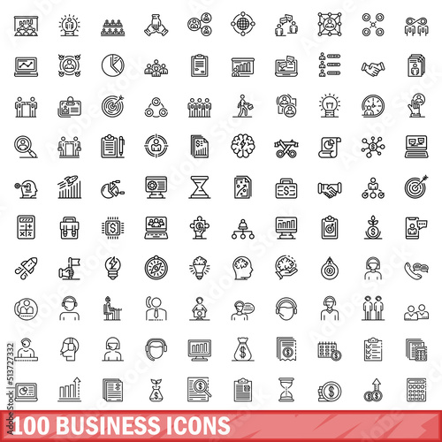 Canvas-taulu 100 business icons set
