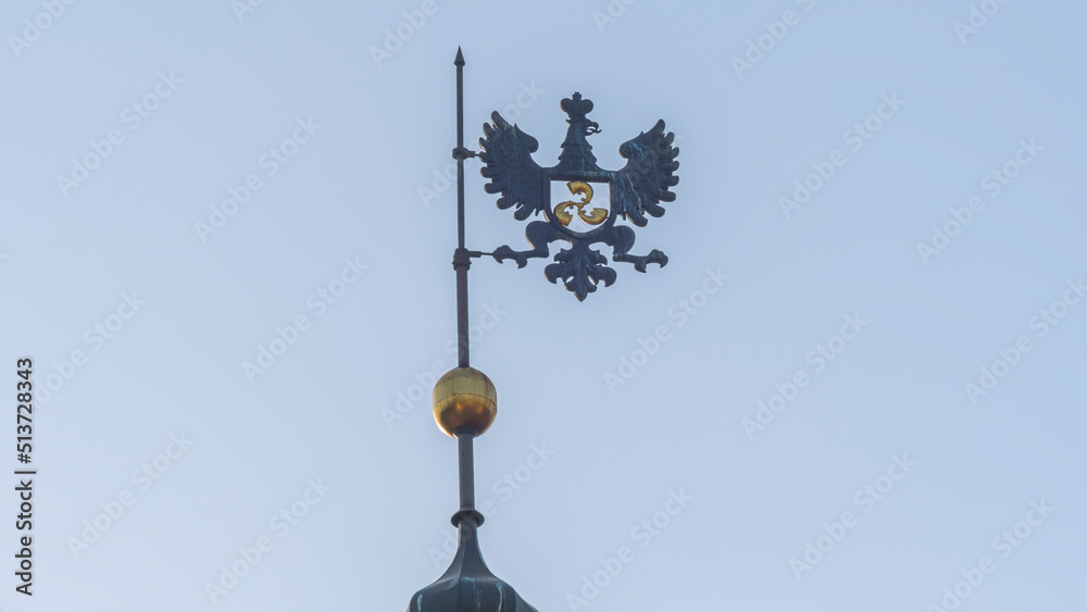 Spire of the castle tower of Nesvizh Castle, Belarus. Medieval castle and palace. Heritage concepts. Spire of the castle tower of Nesvizh Castle, Belarus. Medieval castle and palace. Heritage concepts.