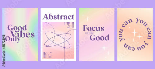 Gradient aesthetic good vibe poster, inspiring design horizontal abstract design. Fluid trend gradient background vector. Y2k aesthetic. Modern minimal cover. Linear pink flyer on soft background.