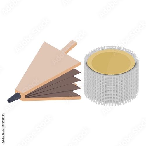 Forging equipment icon isometric vector. Forge bellow and construction mesh. Blacksmithing, auxiliary equipment