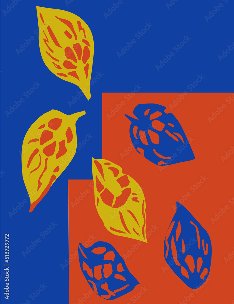 Obraz premium Abstract composition of imprint of leaves. Сolor contrast image background for your design