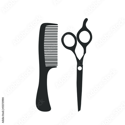 Flat icon scissors and combs isolated on white background. Beauty saloon vector