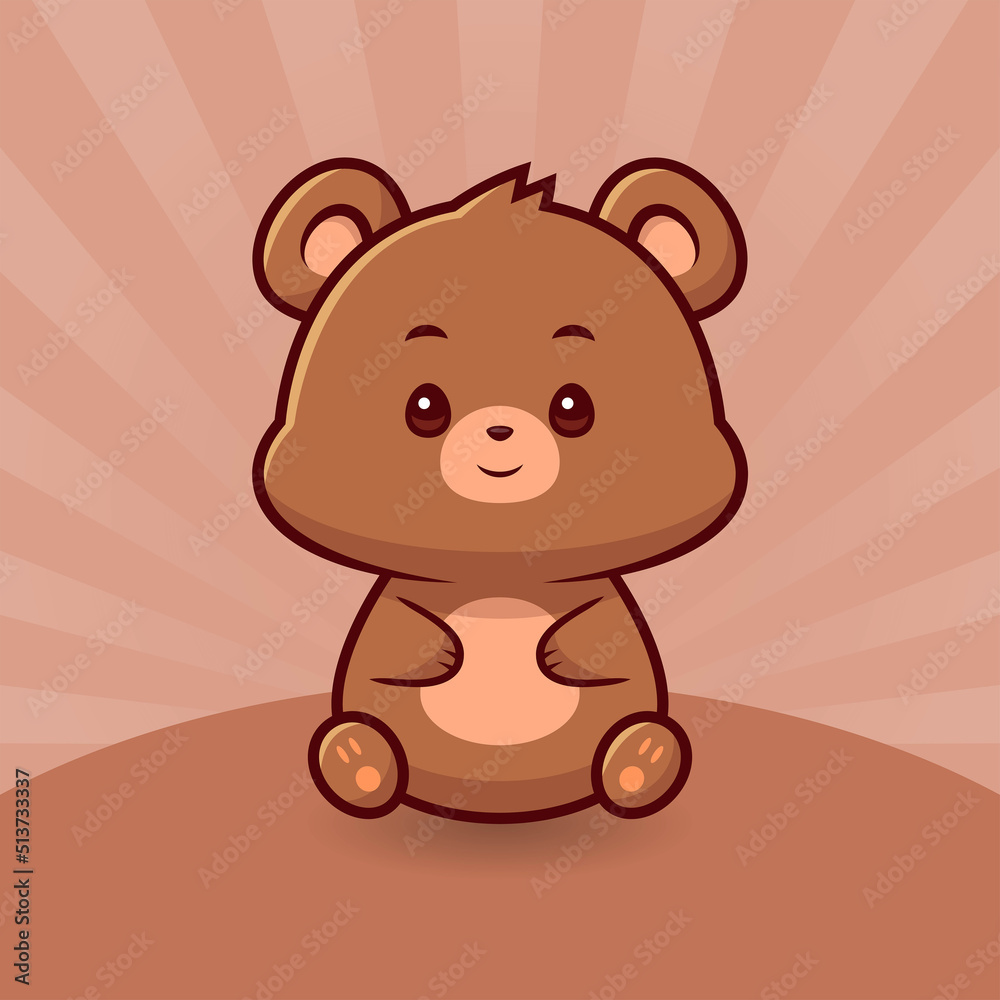 Cute bear sitting cartoon vector icon illustration. animal nature icon concept isolated