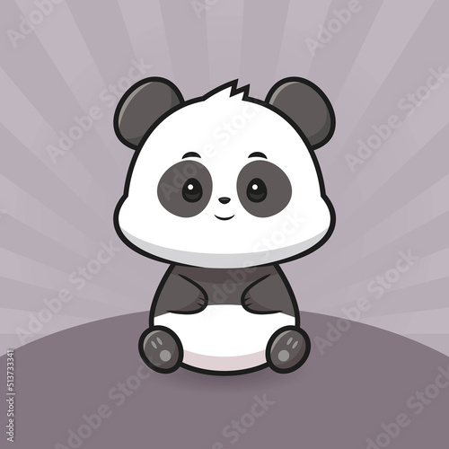 Cute panda sitting cartoon vector icon illustration. animal nature icon concept isolated