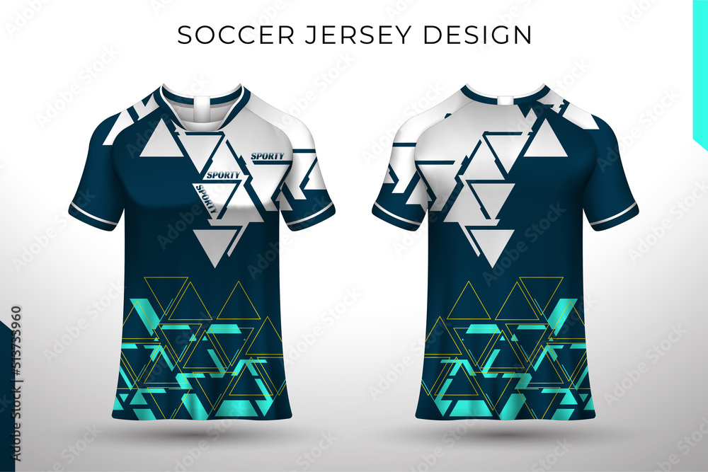Sports jersey design t-shirt for racing, football, gaming, motocross,  cycling. Mockup vector design template. Stock Vector | Adobe Stock