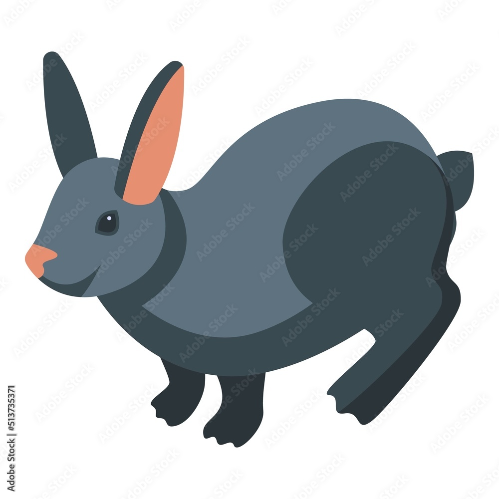 Naklejka premium Black easter bunny icon isometric vector. Cute rabbit. Animal sweet