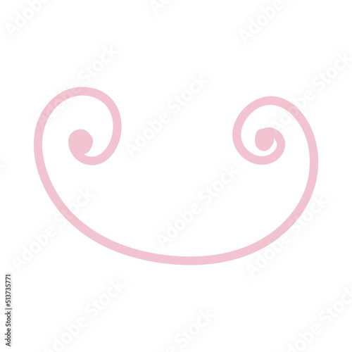Hand drawn pink element in doodle style. Childish Swirl ornament stroke