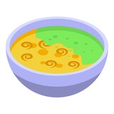 Contaminated soup icon isometric vector. Glass safety. Control meat