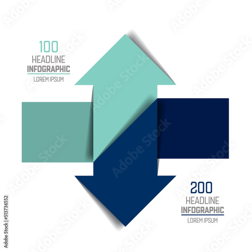 Two arrows in oposite direction  infographic, chart, scheme, diagram.