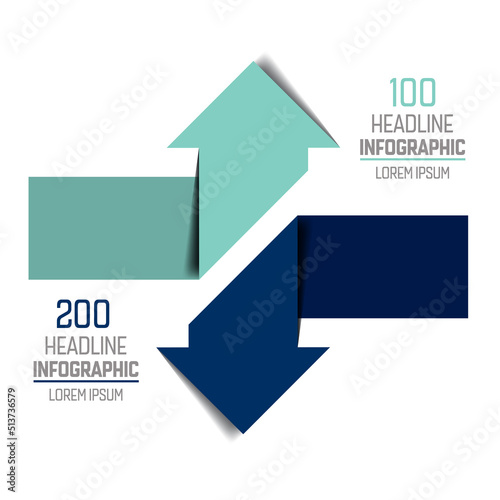 Two arrows in oposite direction  infographic, chart, scheme, diagram.