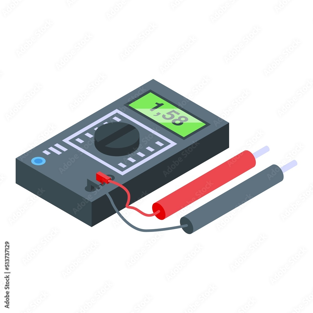 Electric multimeter icon isometric vector. Energy battery. Full cell Electric multimeter icon isometric vector. Energy battery. Full cell