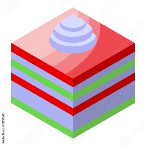 Piece jelly cake icon isometric vector. Candy food. Sweet food