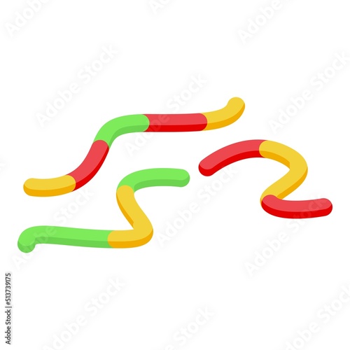 Jelly worms icon isometric vector. Candy gum. Cute fruit