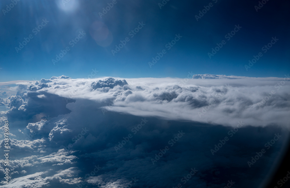 Cloud wall shooted from airplane window