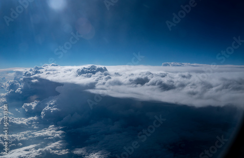 Cloud wall shooted from airplane window