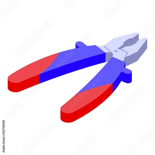 Worker pliers icon isometric vector. Wall house. Room builder