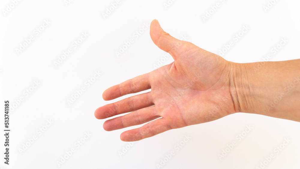 isolated right hand gesture reach out lend a hand