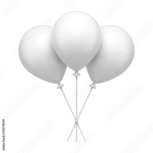 White elegant rubber balloons on sticks heap inflatable air design elements realistic 3d icon vector