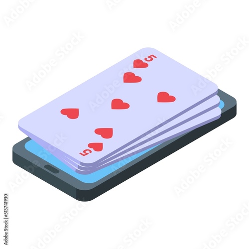 Play card online icon isometric vector. Game machine. Mobile screen