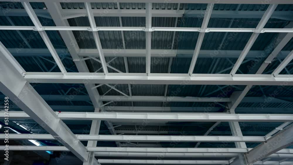 4k, The roof structure is made of a lot of steel to strengthen the building and the roof. 4k, The roof structure is made of a lot of steel to strengthen the building and the roof.