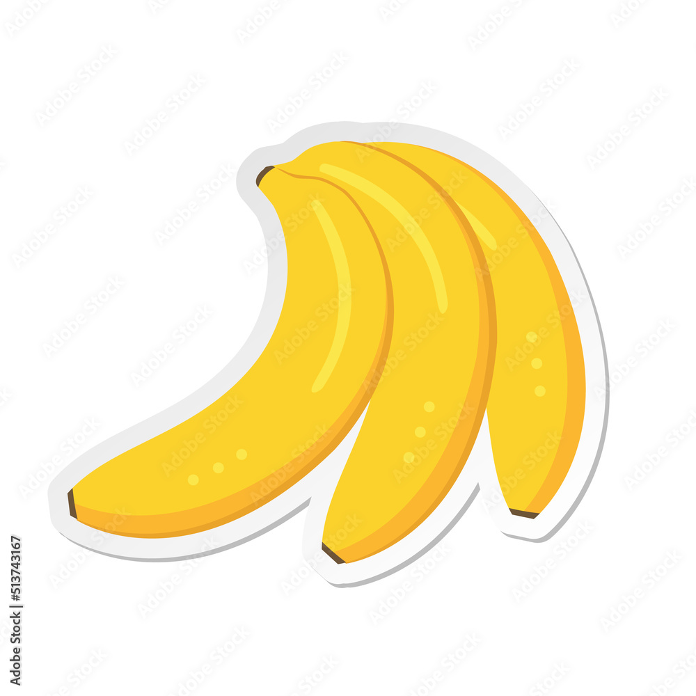 Sticker. Ripe banana clipart icon. flat vector illustration.