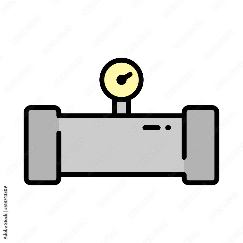 Illustration of Pressure Gauge Pipe Icon Illustration of Pressure Gauge Pipe Icon