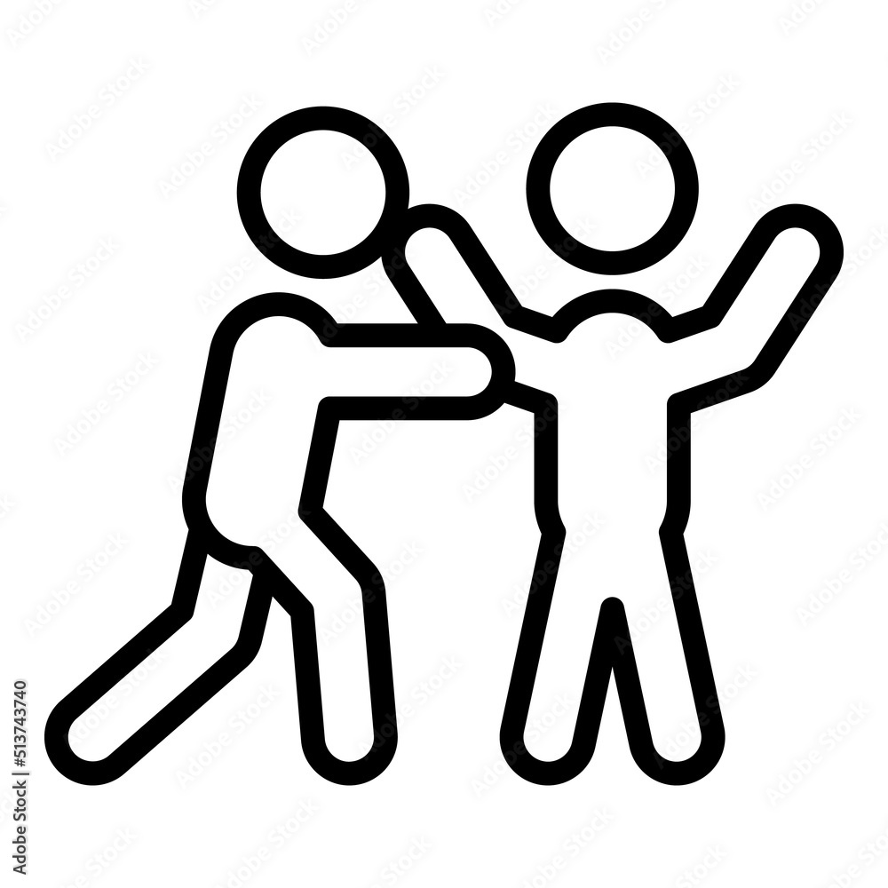 Fototapeta premium Fist attack icon outline vector. Defense fight. Self man