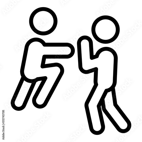 Jump self defence icon outline vector. Defense people. Karate man
